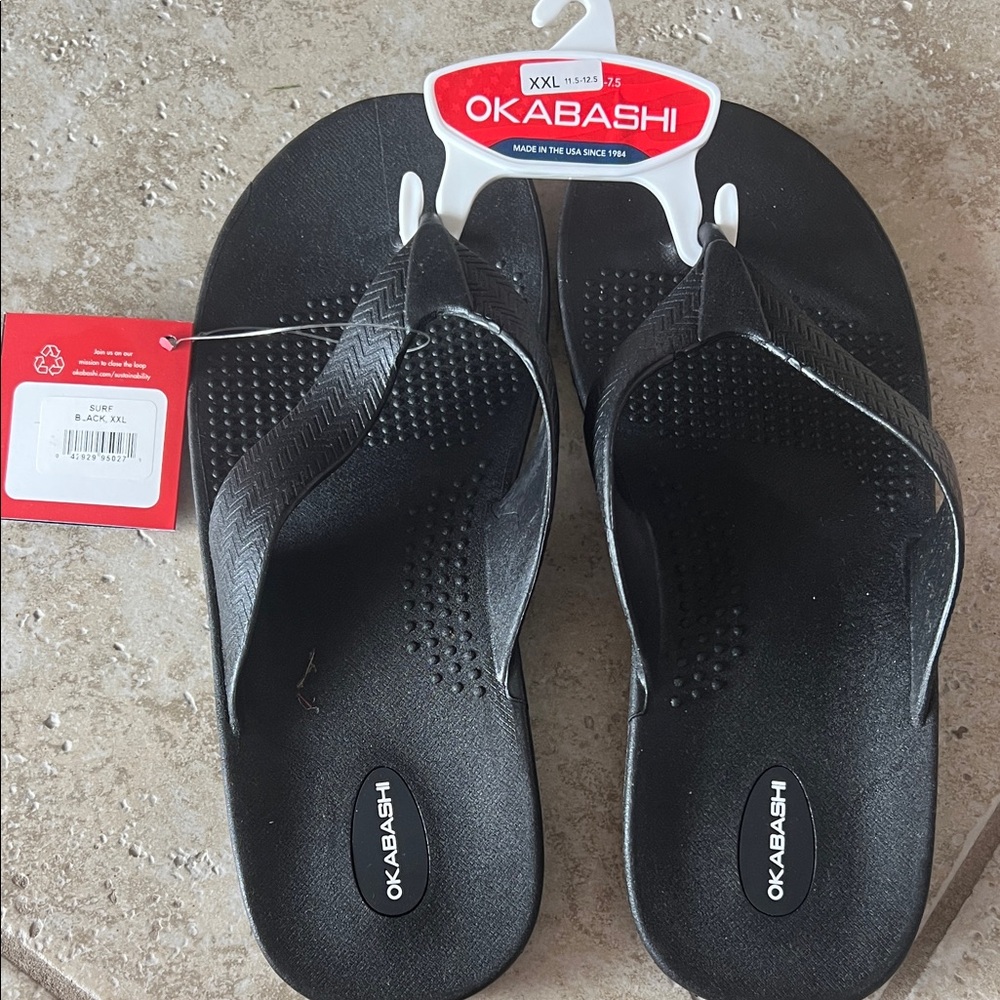 Okabashi Classic Black Sandals - Surf - NWT - XXL 11.5-12.5